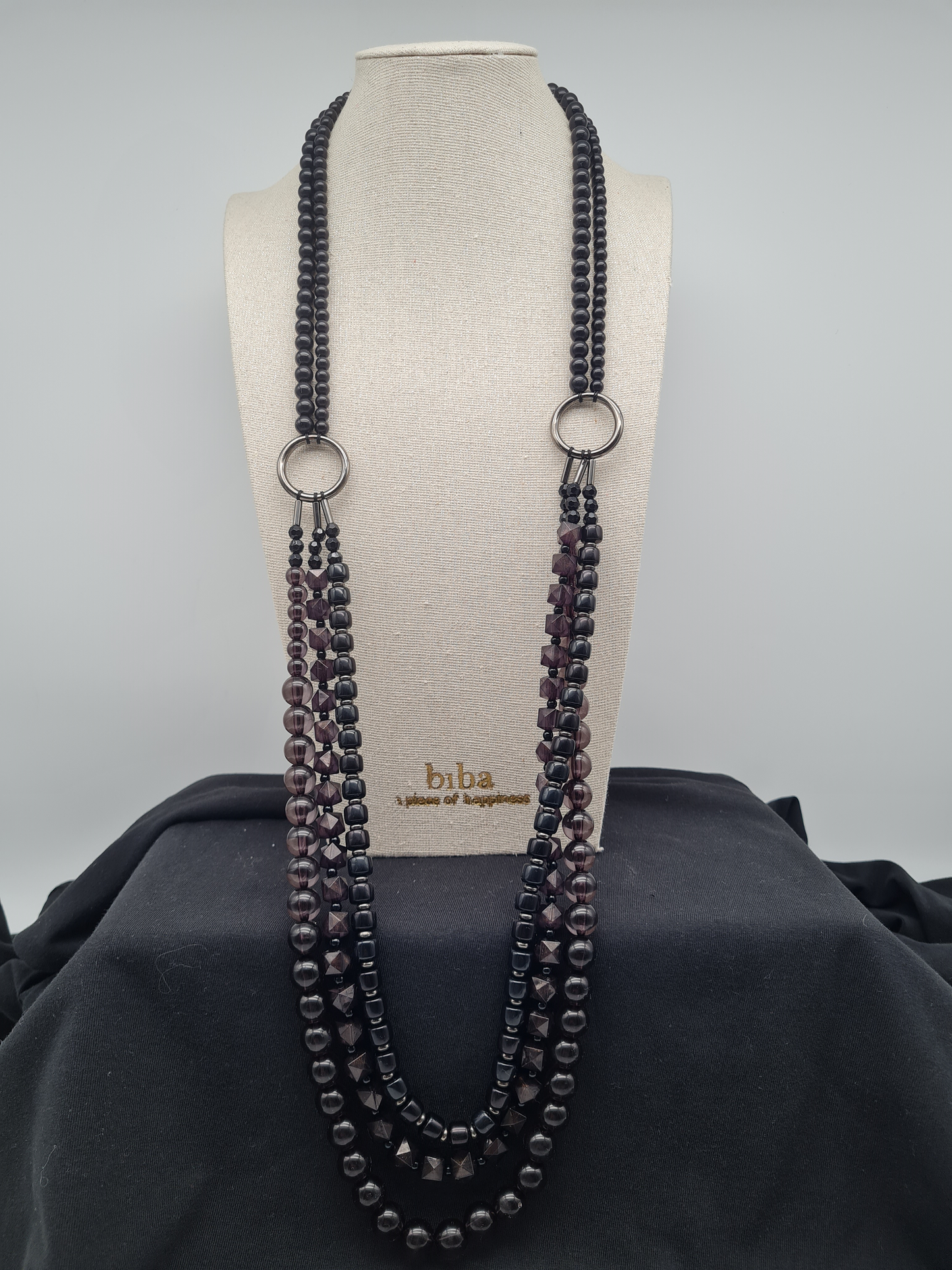 Biba Halskette schwarz Gun Metal Lang nickelfrei mehrfachkette collier trend