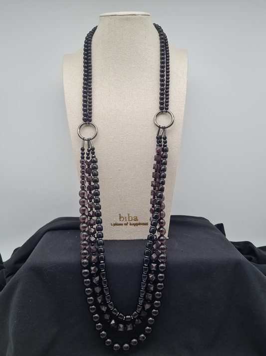 Biba Halskette schwarz Gun Metal Lang nickelfrei mehrfachkette collier trend