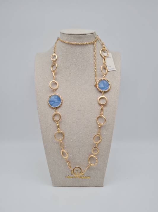 Biba Halskette langkette Goldfarben Blau nickelfrei festlich fest geschenk