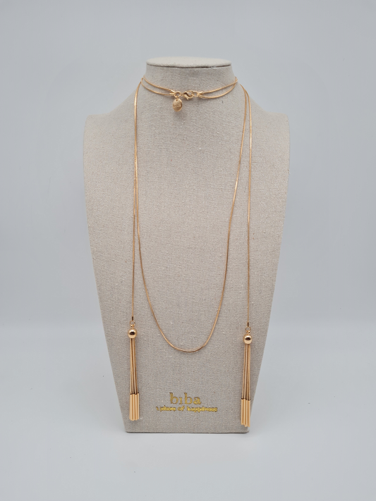 Biba Halskette Art Deco Stil, Filigran, goldfarben, Stilvoll, Kombinierbar.