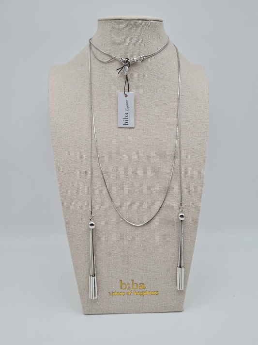 Biba Halskette Art Deco Stil, Filigran, Silberfarben, Stilvoll, Kombinierbar.