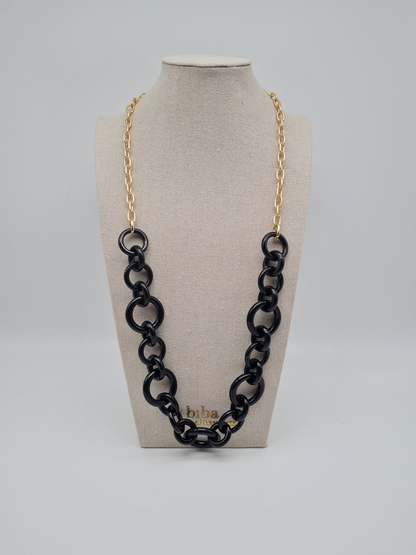 Biba Halskette nickelfrei schwarz goldfarben elegant galla fest modeschmuck