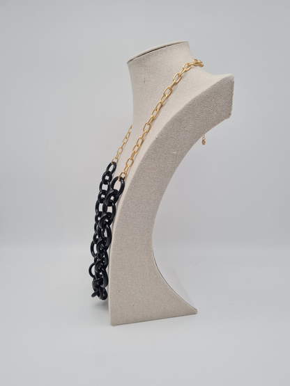 Biba Halskette nickelfrei schwarz goldfarben elegant galla fest modeschmuck