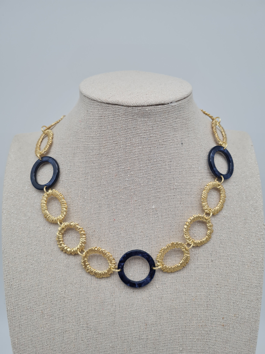 Biba Halskette nickelfrei Goldfarben Blau modeschmuck kurzkette festlich