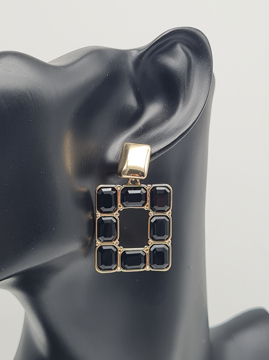 Biba Ohrringe ohrhänger goldfarben nickelfrei schwarz acryl elegant modeschmuck