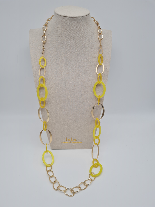 Biba Halskette Gold und gelbtöne nickelfrei  siebziger look modeschmuck gliederkette