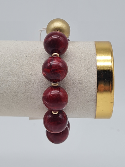 Biba Armband stretch elastische Burgund Bordeaux matt goldfarben nickelfrei