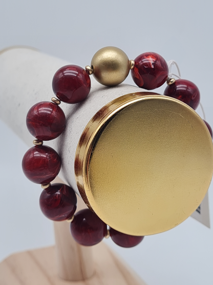 Biba Armband stretch elastische Burgund Bordeaux matt goldfarben nickelfrei