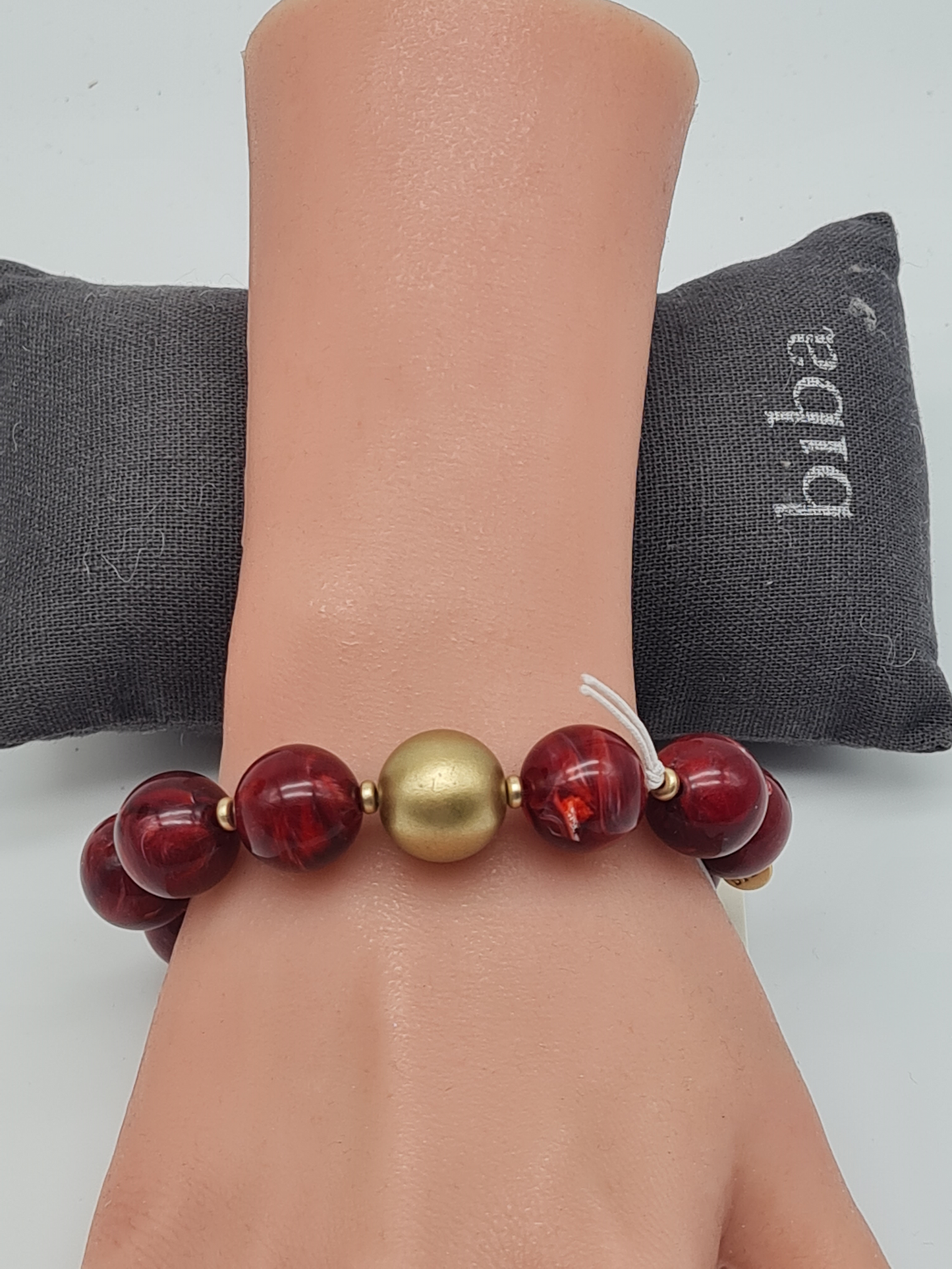 Biba Armband stretch elastische Burgund Bordeaux matt goldfarben nickelfrei