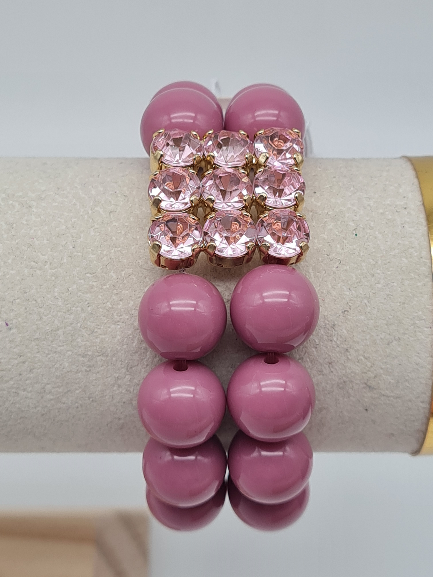 Biba Armband stretch elastische Lila mit Strass dekoration Rosa nickelfrei