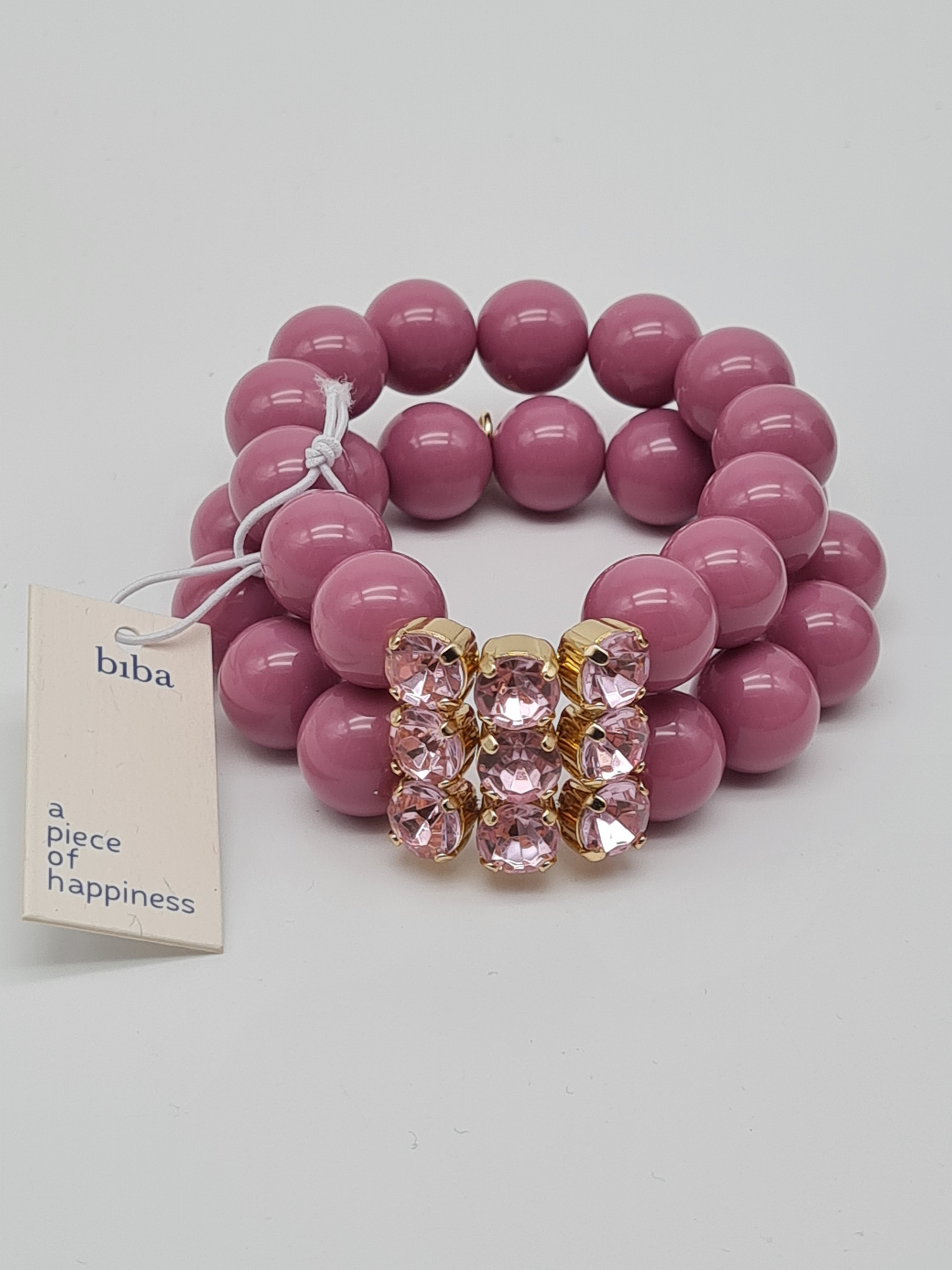 Biba Armband stretch elastische Lila mit Strass dekoration Rosa nickelfrei