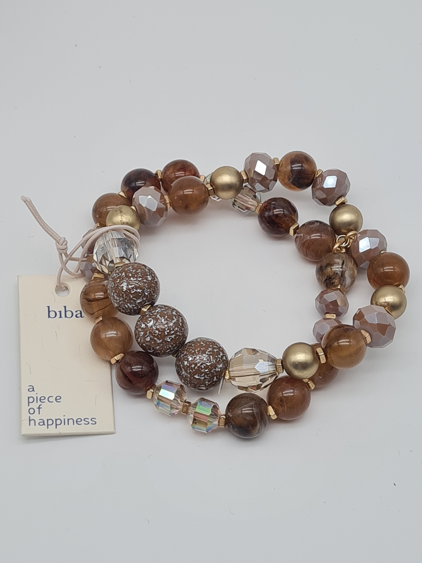 Biba Armband Doppelarmband elastisch Matt Taupe-farben organische Elementen