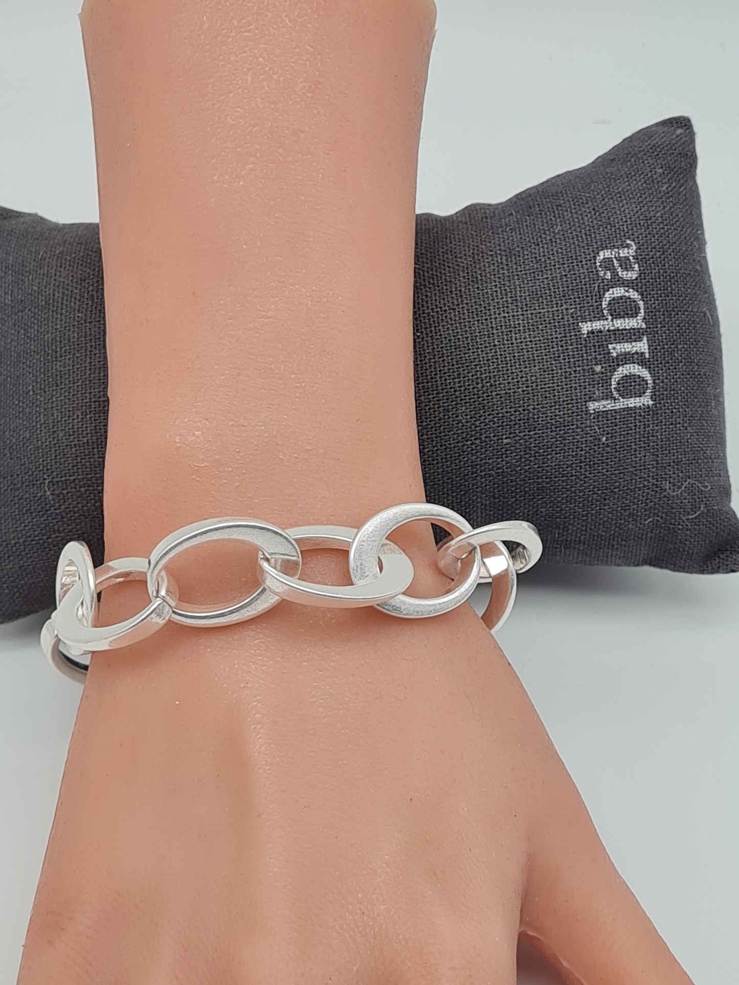 Biba Armband Gliederarmband Silberfarben matt used look nickelfrei modeschmuck