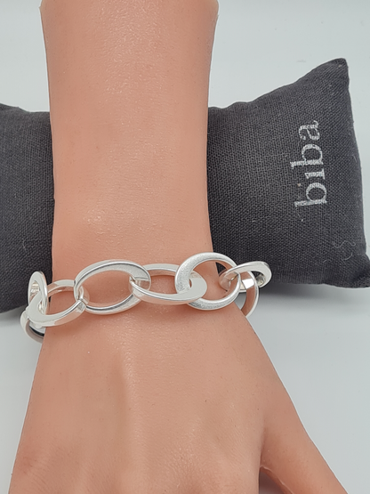 Biba Armband Gliederarmband Silberfarben matt used look nickelfrei modeschmuck