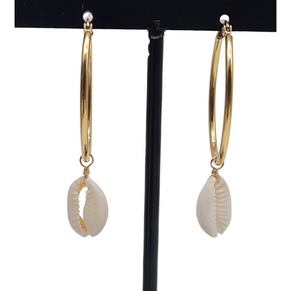 Ohrringe Creolen mit Muschel-Anhänger Nickelfrei Meer Ocean Modeschmuck Sweet7