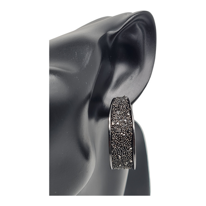 Creolen Ohrringe Schwarz mit Blauen Schimmer Nickelfrei Gun Metal Sweet7