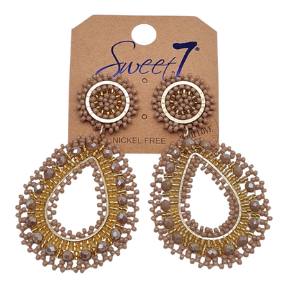 Ohrringe Ohrhänger Orient Princess Beige Tropfenform Nickelfrei Sweet7