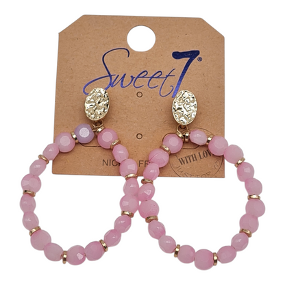 Ohrringe Ohrhänger Rosa Goldene Akzente Nickelfrei Sweet7 Oval