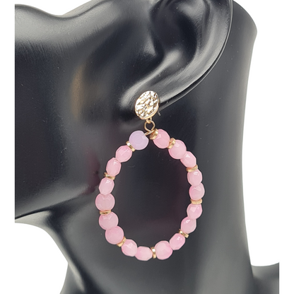 Ohrringe Ohrhänger Rosa Goldene Akzente Nickelfrei Sweet7 Oval