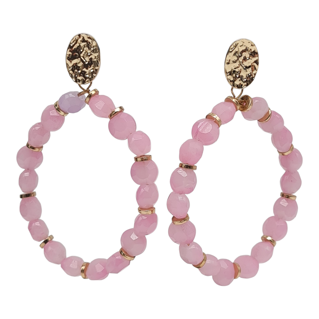 Ohrringe Ohrhänger Rosa Goldene Akzente Nickelfrei Sweet7 Oval