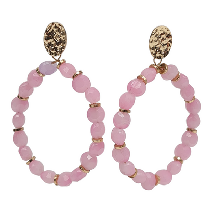 Ohrringe Ohrhänger Rosa Goldene Akzente Nickelfrei Sweet7 Oval