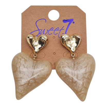 Ohrringe Ohrhänger "Color my Heart"  Beige Herz Nickelfrei Sweet7