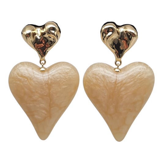 Ohrringe Ohrhänger "Color my Heart"  Beige Herz Nickelfrei Sweet7