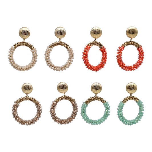 Ohrringe Ohrhänger Perlenkreise in  Gold Beige Orange Türkis Nickelfrei Sweet7