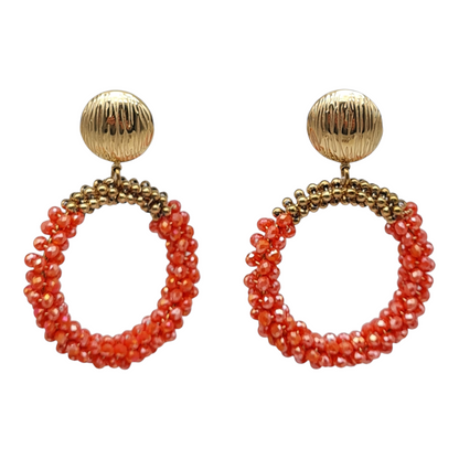 Ohrringe Ohrhänger Perlenkreise in  Gold Beige Orange Türkis Nickelfrei Sweet7
