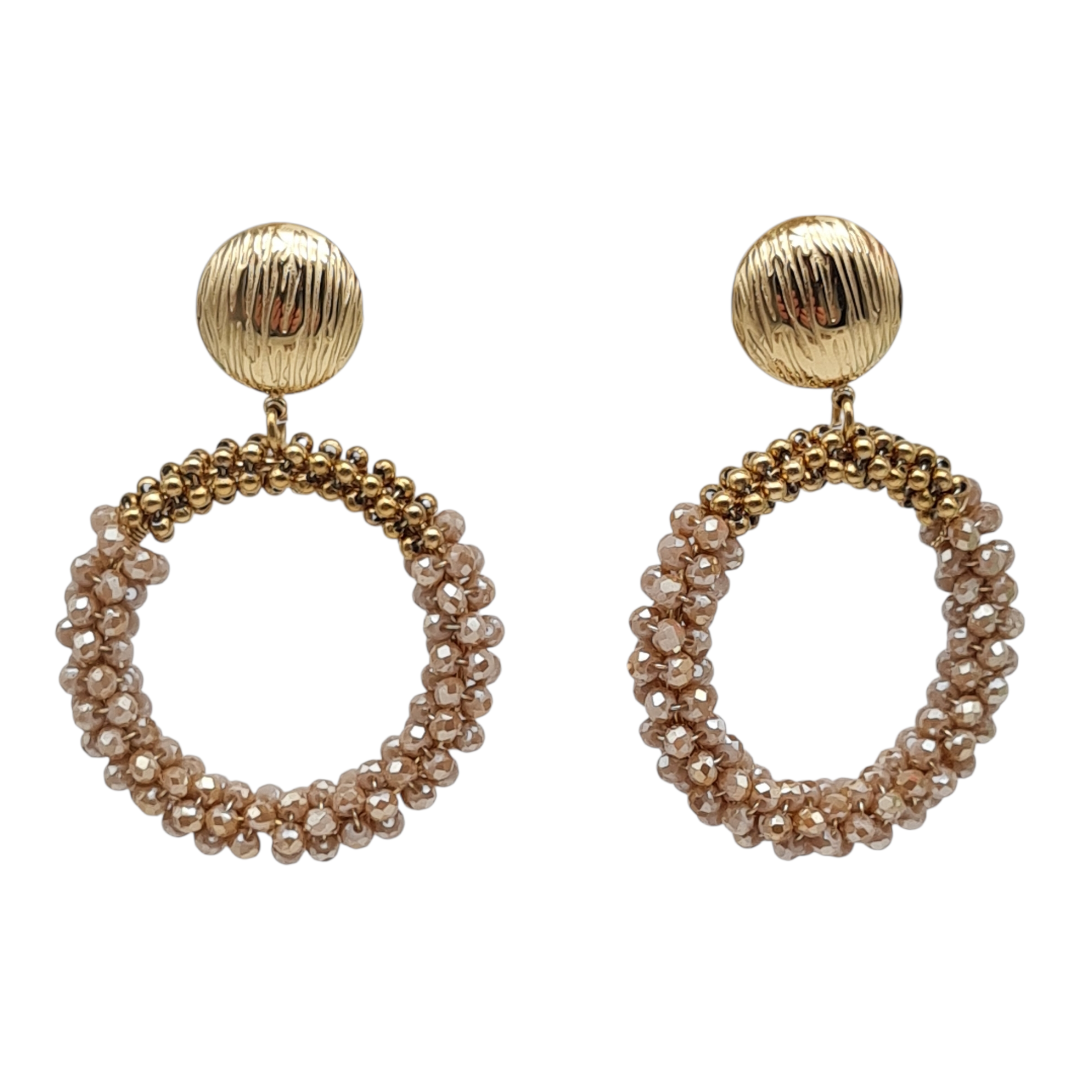 Ohrringe Ohrhänger Perlenkreise in  Gold Beige Orange Türkis Nickelfrei Sweet7