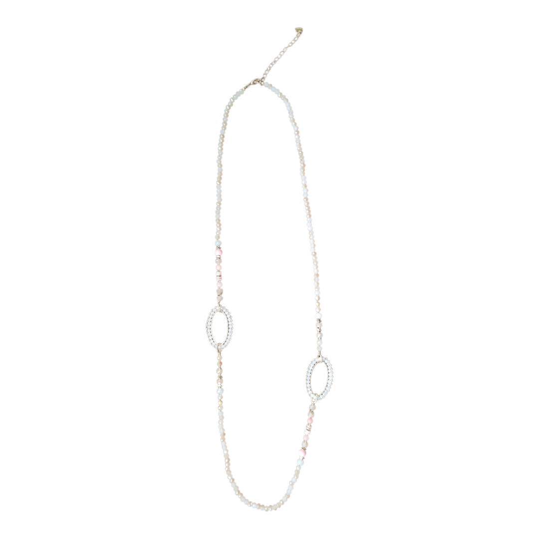 Halskette Langkette Blassrosa große Elemente in Rosa Nickelfrei Sweet7