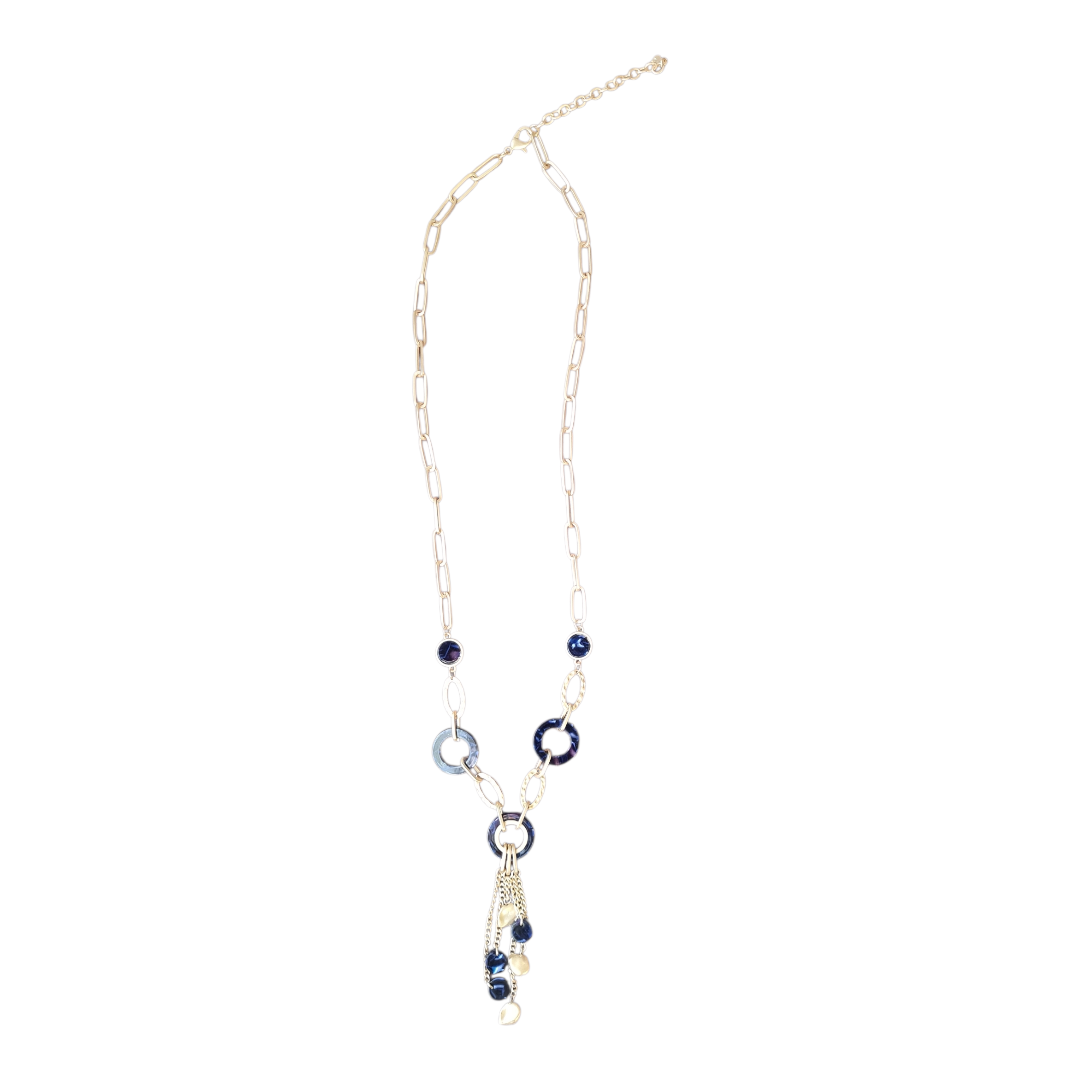 Halskette Langkette Matt silberfarben mit Schwarze Elemente Nickelfrei Sweet7