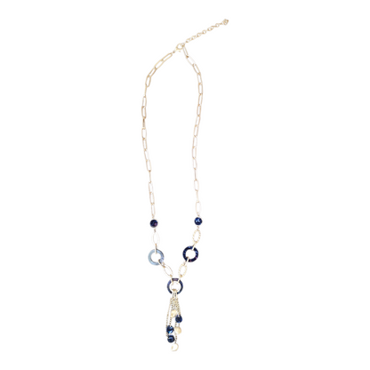 Halskette Langkette Matt silberfarben mit Schwarze Elemente Nickelfrei Sweet7