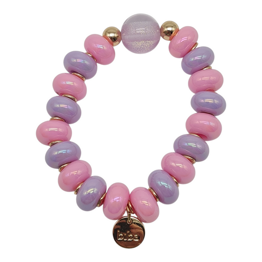 Armband bunte Glitzer Space Beads Lila Rosa elastisch verschiedene Farben Biba