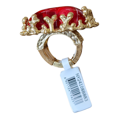 Ring elastisch Goldfarben Herz Harz Braun Rot Nickelfrei Amorino