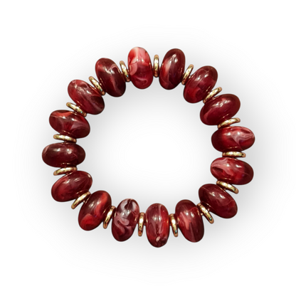 Armband elastisch Goldfarben Burgund Bordeaux nickelfrei Trend WAUW