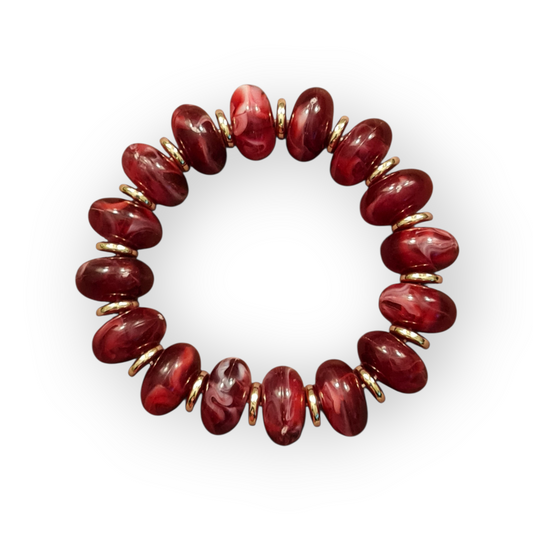 Armband elastisch Goldfarben Burgund Bordeaux nickelfrei Trend WAUW