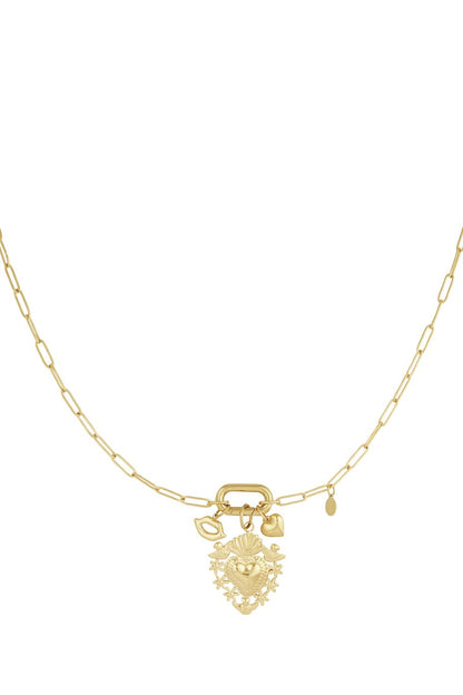 Yehwang Halskette, Charm Haven Halskette, Goldfarben, Herzanhänger