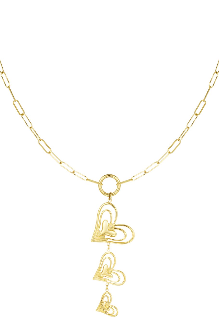 Yehwang Halskette, Herz-Trio-Halskette, elegant, Statement, stilvoll