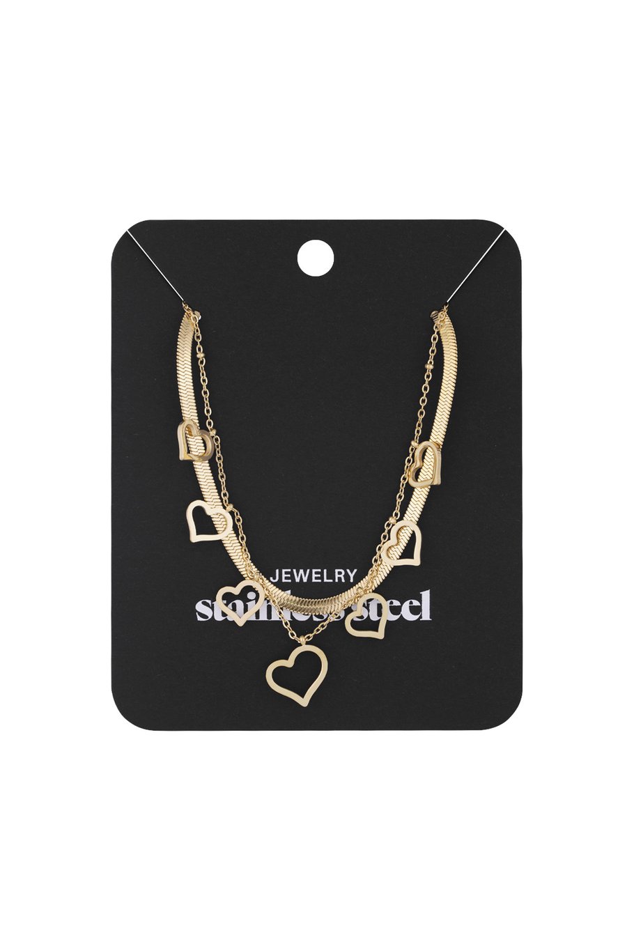 Yehwang Halskette, Zweifach Halskette mit Herzchen in Gold- und Silberfarben