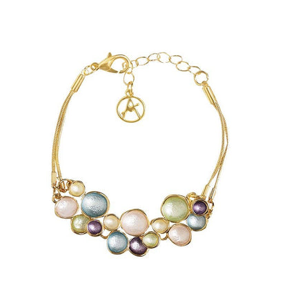 Amorino ARMBAND MIT EMAILLIERTEN BLÄSCHEN nickelfrei pastel blau hellblau goldfarben