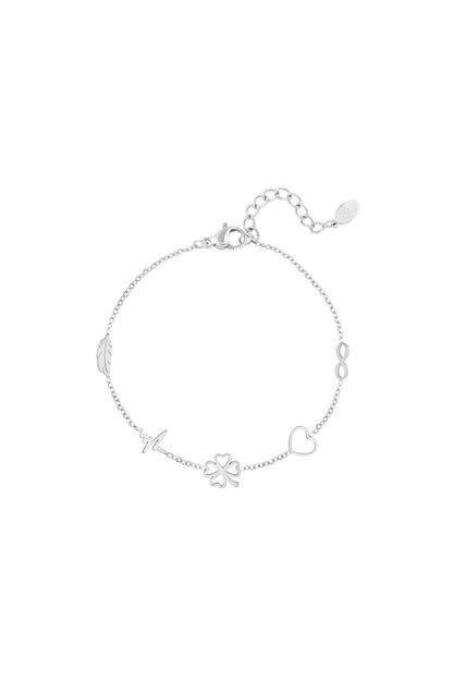 Yehwang Armband, Minimalistisches Armband mit Charms Silberfarbenes Edelstahl