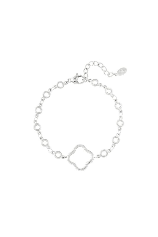 Yehwang Armband, filigranes Glücksarmband mit Kleeblatt Silberfarben