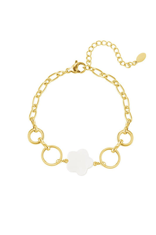 Yehwang Armband, Armband Blume und Ringe goldfarben