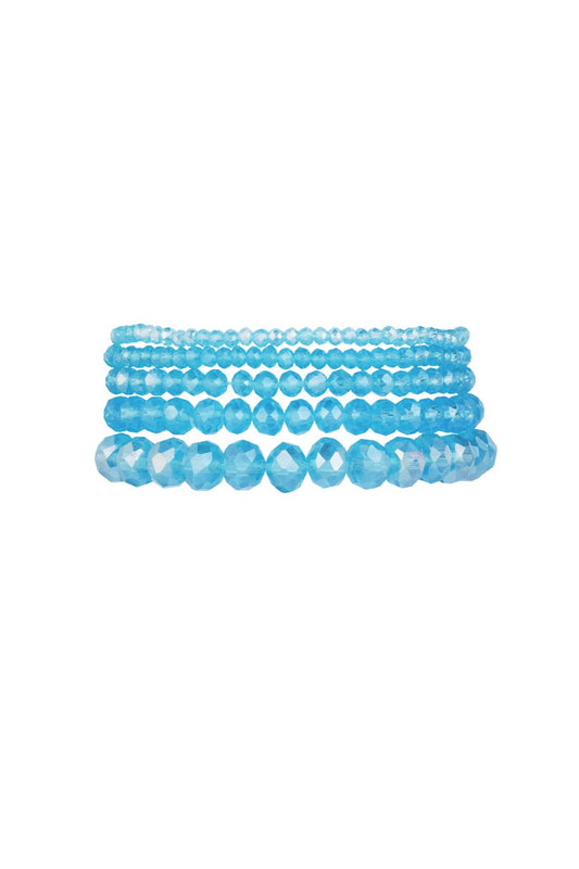 Yehwang Armband, Set mit 5 Kristallarmbändern Ozean – Hellblau oder Ocean Blau