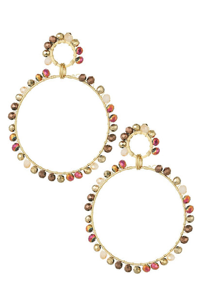 Yehwang Ohrhänger Großer Ring Crystal Beige Naturtöne nickelfrei