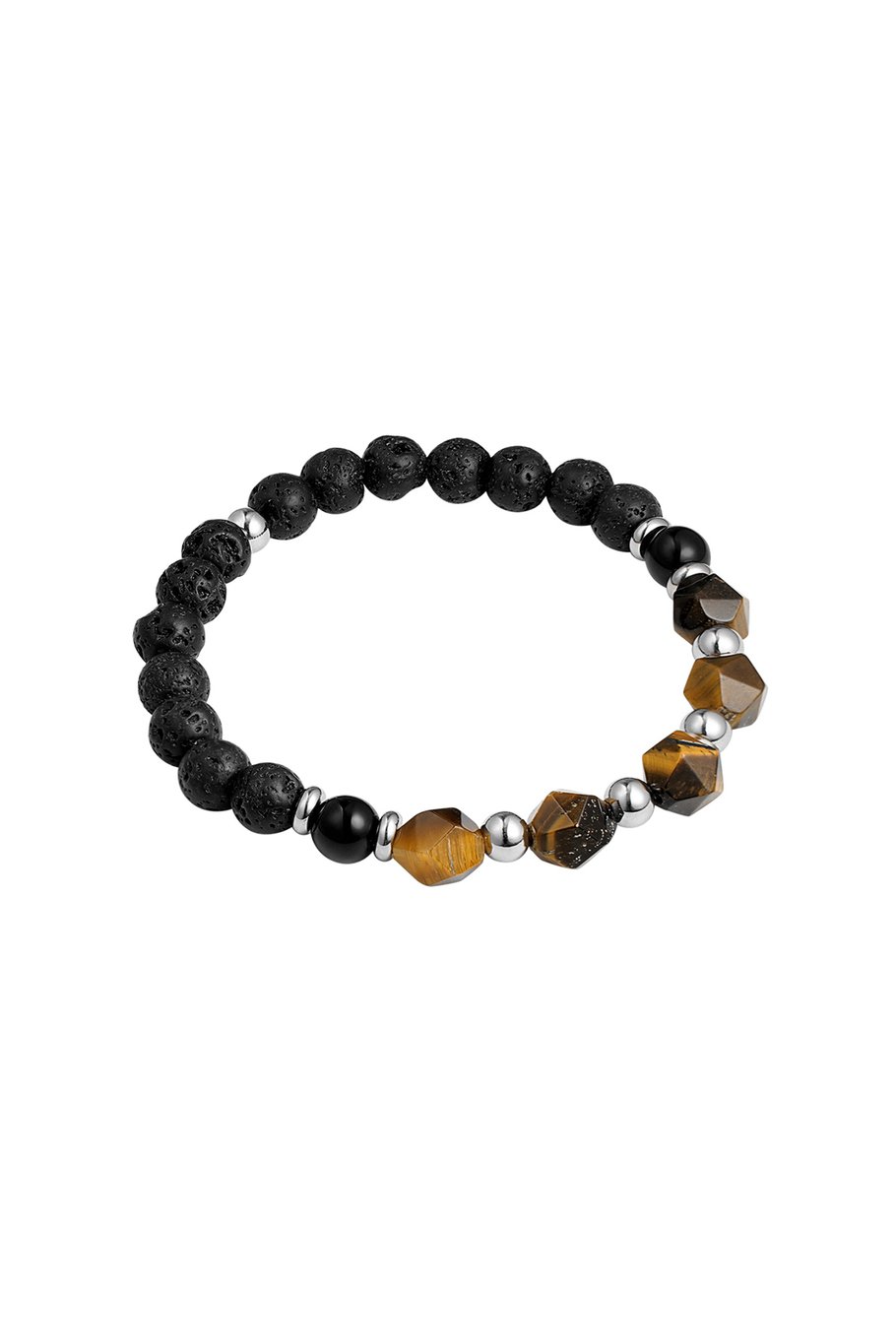 Yehwang Armband, Herrenarmband elastisch, Perlen Schwarz-Grau oder Schwarz-Braun