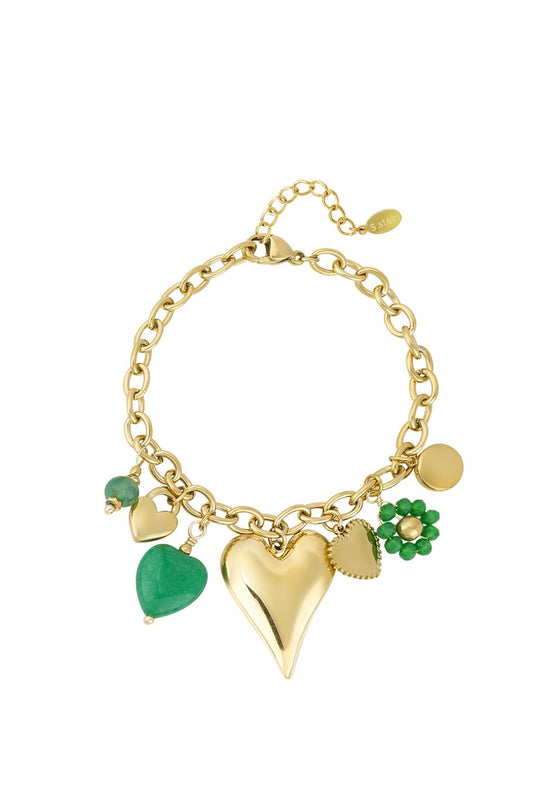 Yehwang Armband, Bettelarmband Charm & Chill "Green Love"