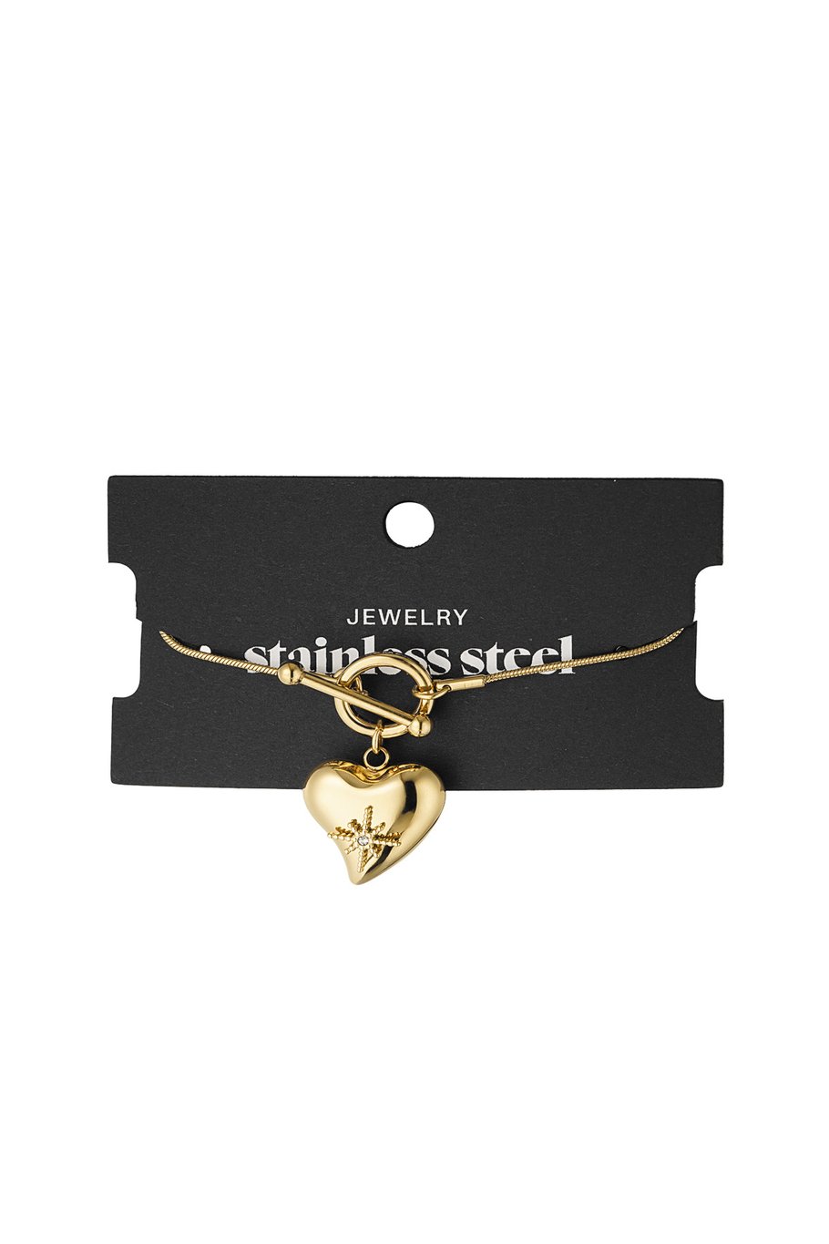 Yehwang Armband, Schlossarmband mit großem Herzanhänger in Gold- und Silberfarben