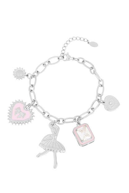 Yehwang Armband, Charm-Armband bunte Tänzerin in Silber- und Goldfarben